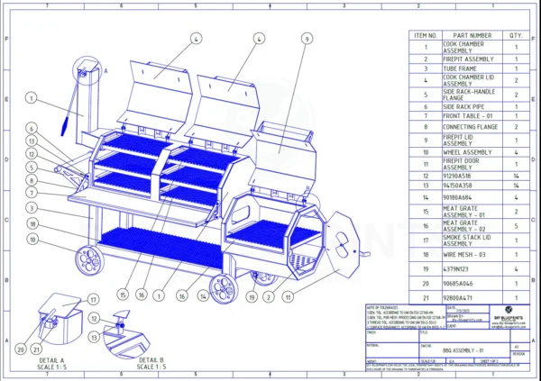 DIY BBQ Smoker Welding Instructions – Step-by-Step Assembly" Caption: "Welding Instructions Included – Follow Our Easy-to-Understand DIY Smoker Plans" Description: "Step-by-step welding instructions for assembling the DIY offset BBQ smoker, ensuring a precise build with sturdy construction. All welding details are included in the plans for a smooth assembly process.