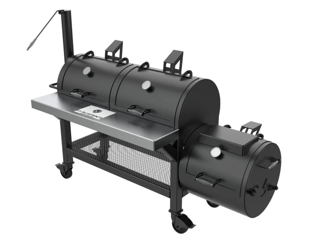 DIY offset BBQ smoker plans with 6mm steel fabrication drawings and dimensions