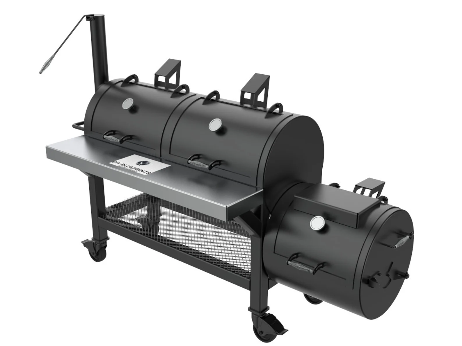 DIY offset BBQ smoker plans with 6mm steel fabrication drawings and dimensions