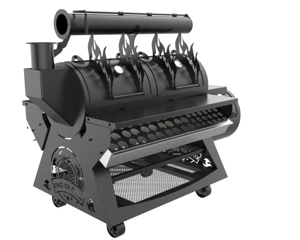 BBQ smoker fabrication plans PDF offset smoker CAD DXF steel blueprint for welding
